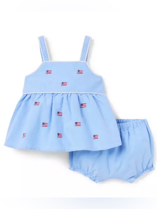 Janie and Jack Other - NWT Janie and Jack Embroidered Flag Set 12-18M Baby Girl Patriotic